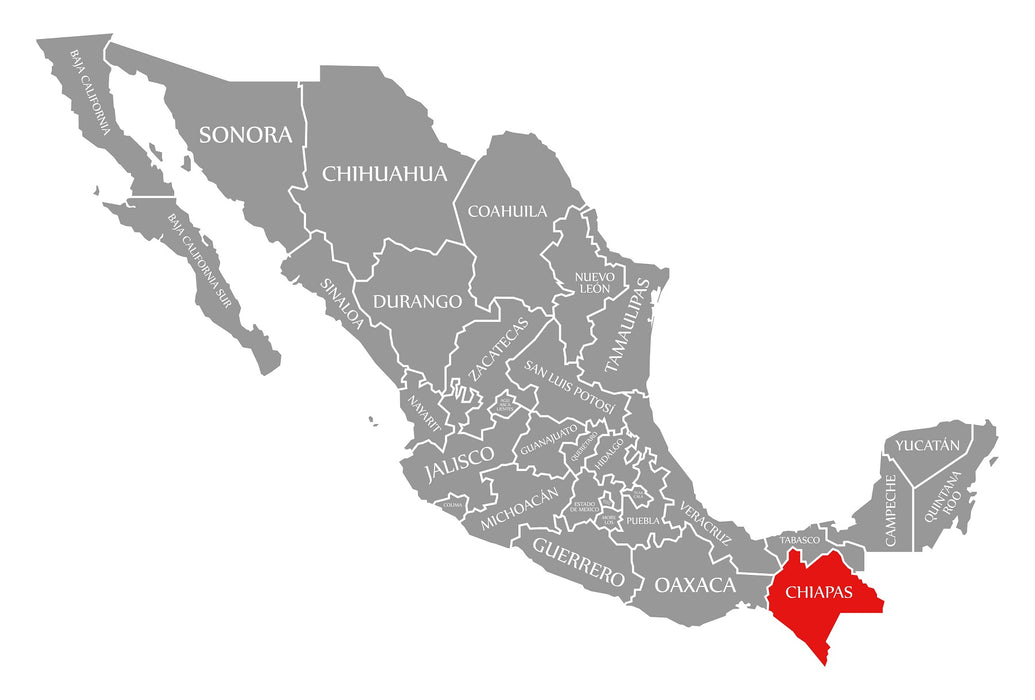 Green Coffee Growing Region Map Mexico