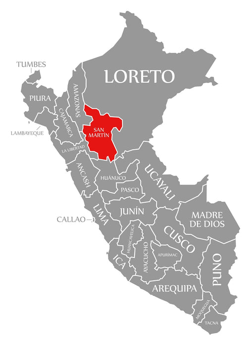 Green Coffee Growing Region Map Peru